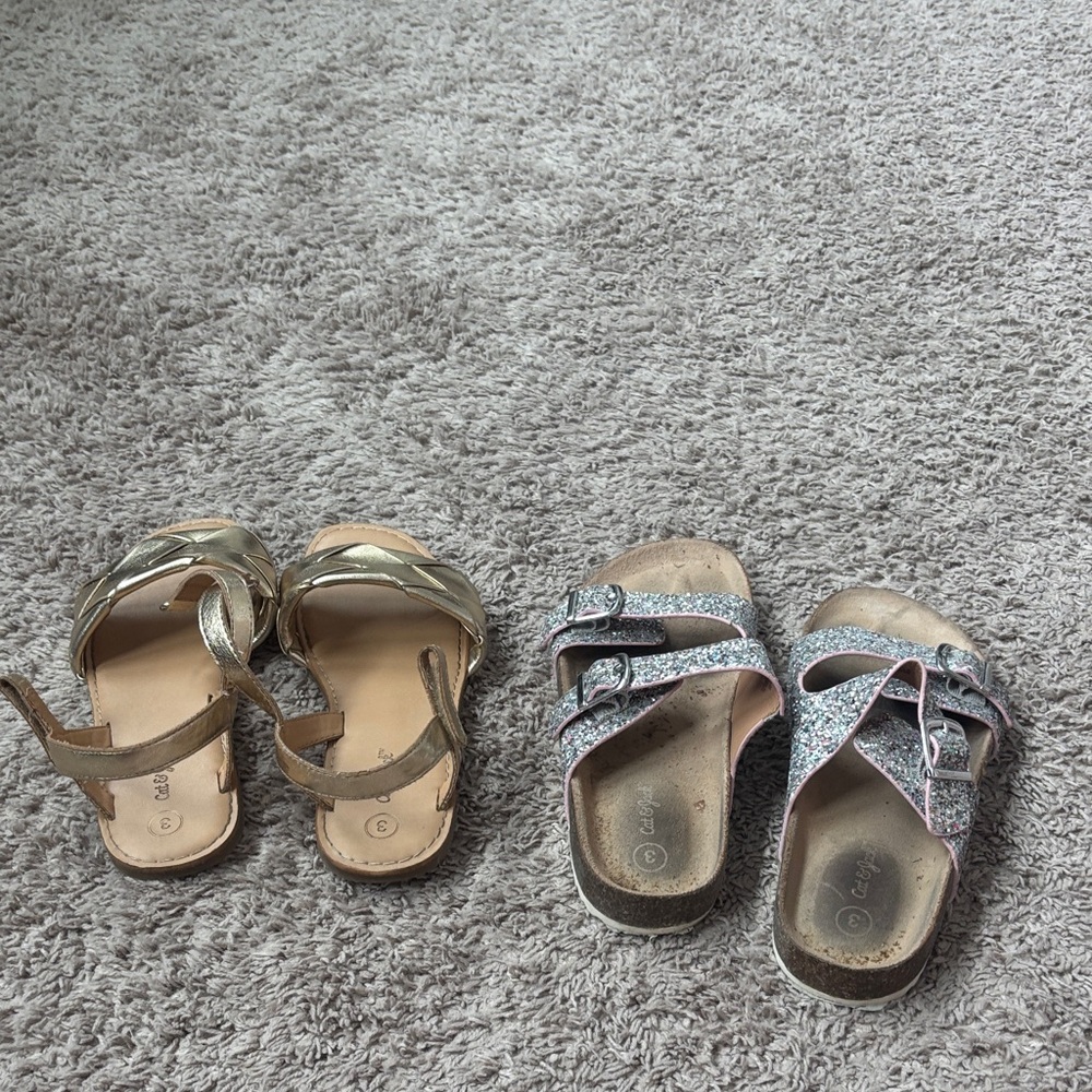Cat & Jack Gold and Glitter Sandals Set